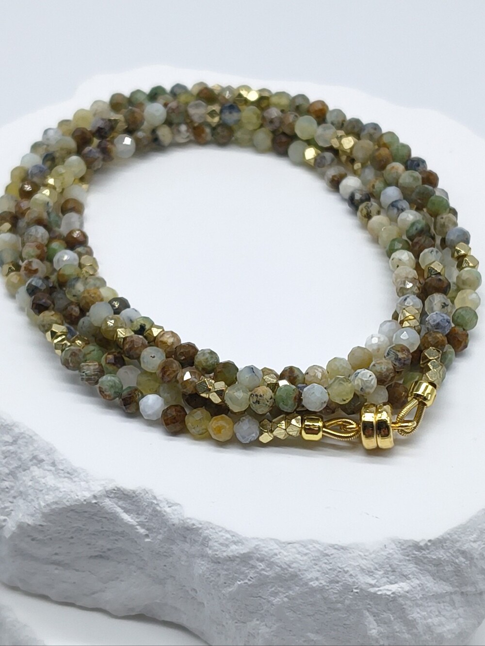 Minimalist Multi Wrap Natural Opal Gemstone Bracelet